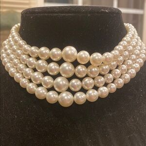 Elegant Silver and White Multi-Strand Necklace